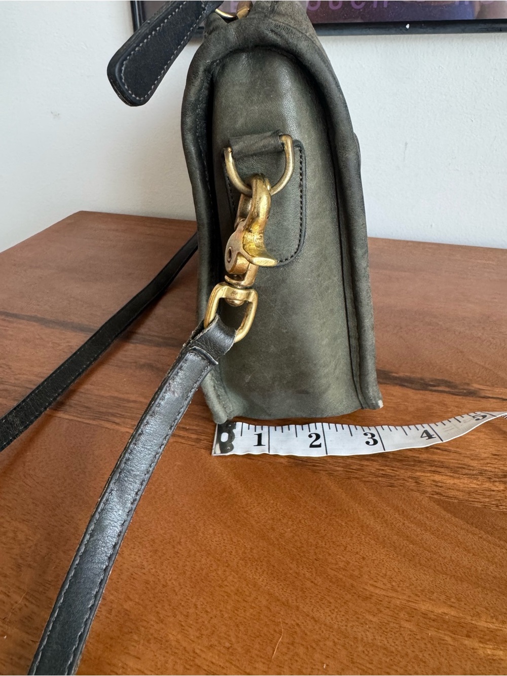COACH vintage 80’s companion shoulder bag, made in USA, hunter green leather - Picture 9 of 16